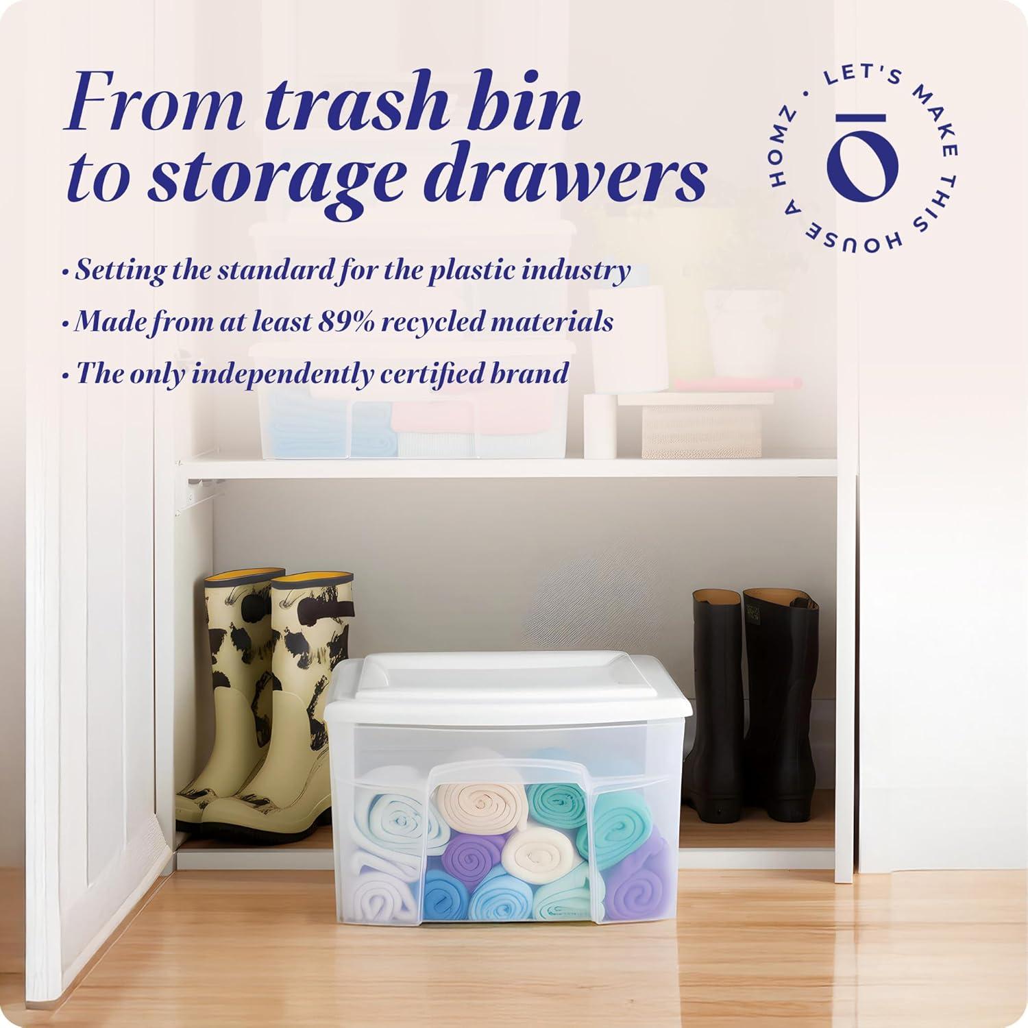 imageHOMZ 2Pack 1Drawer Storage Cart Clear Plastic Container 15quot Wide Body Black Frame  Organizing Drawer Containers for Home Bathroom Bedroom Office and ClassroomWhite frame with clear drawers