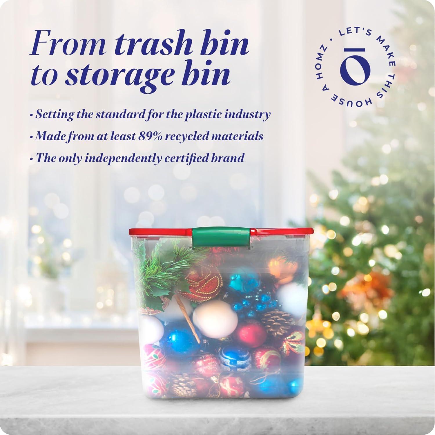 imageHOMZ 2Pack Latching Lid Large Clear Plastic Storage Bins with Lids 66 Quart Blue Latch  Stackable Container Boxes for Home Bathroom and Office OrganizationRed