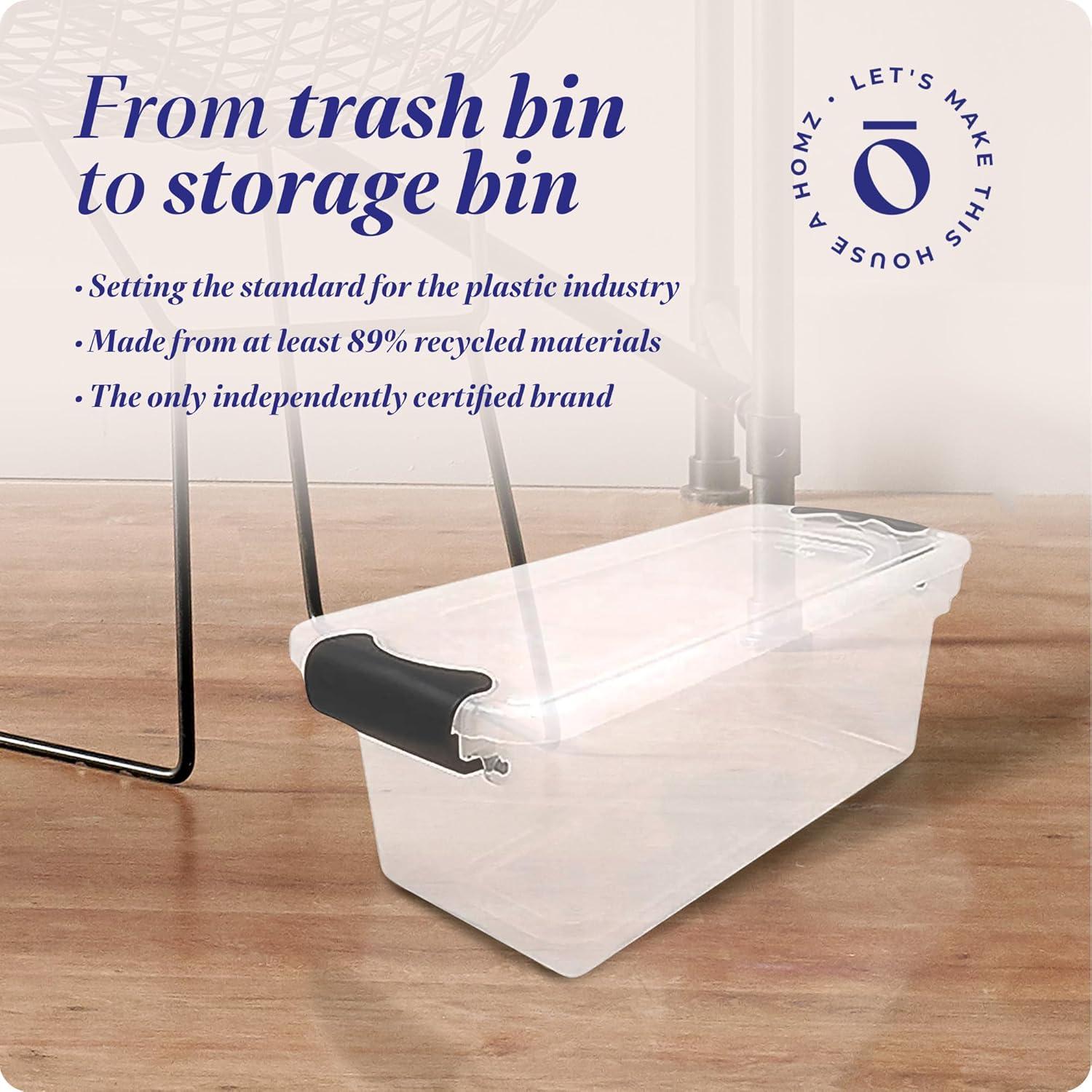 imageHOMZ 2Pack Latching Lid Large Clear Plastic Storage Bins with Lids 66 Quart Blue Latch  Stackable Container Boxes for Home Bathroom and Office OrganizationGray