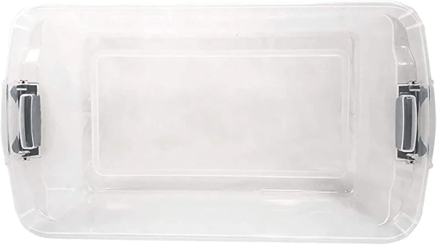 imageHOMZ 2Pack Latching Lid Large Clear Plastic Storage Bins with Lids 66 Quart Blue Latch  Stackable Container Boxes for Home Bathroom and Office OrganizationGray