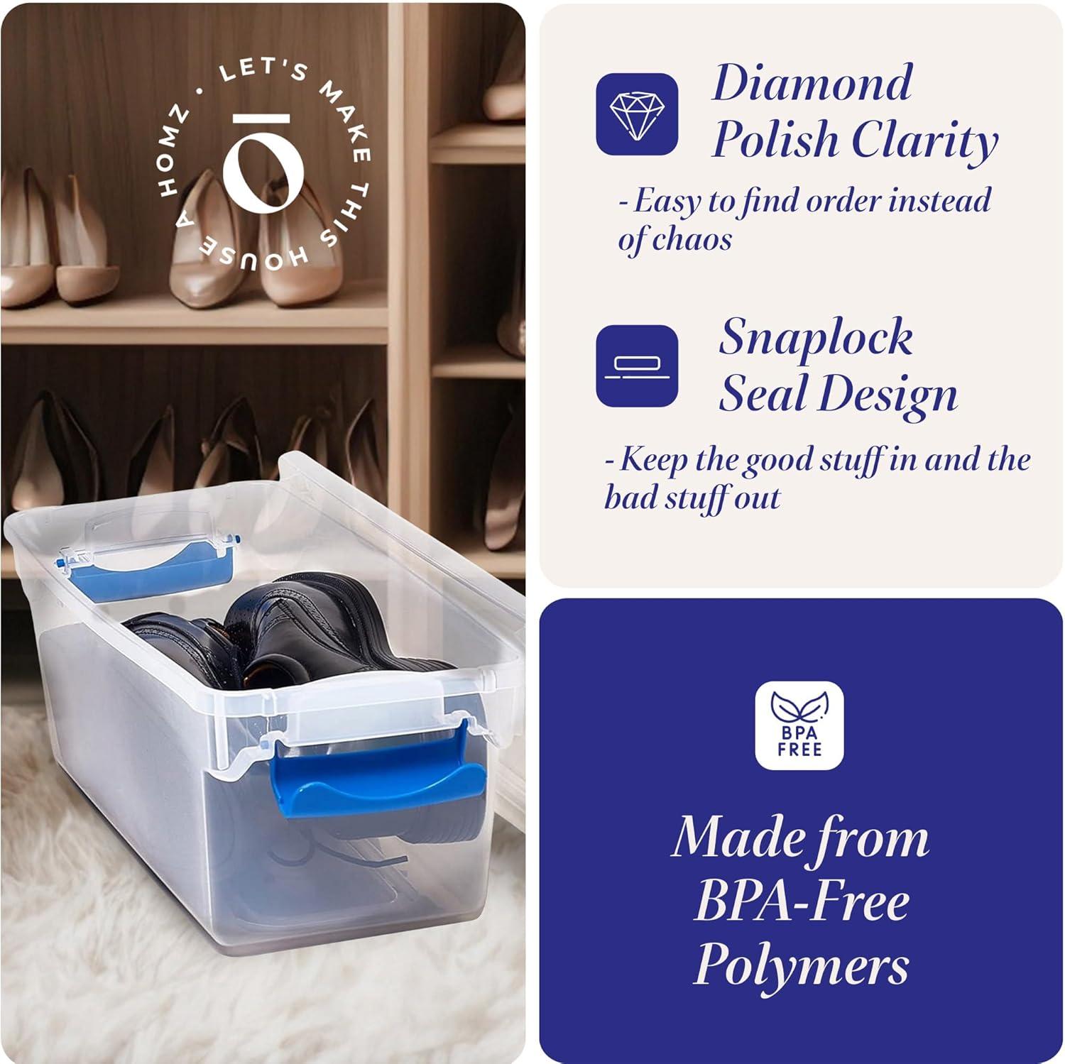 imageHOMZ 2Pack Latching Lid Large Clear Plastic Storage Bins with Lids 66 Quart Blue Latch  Stackable Container Boxes for Home Bathroom and Office OrganizationBlue