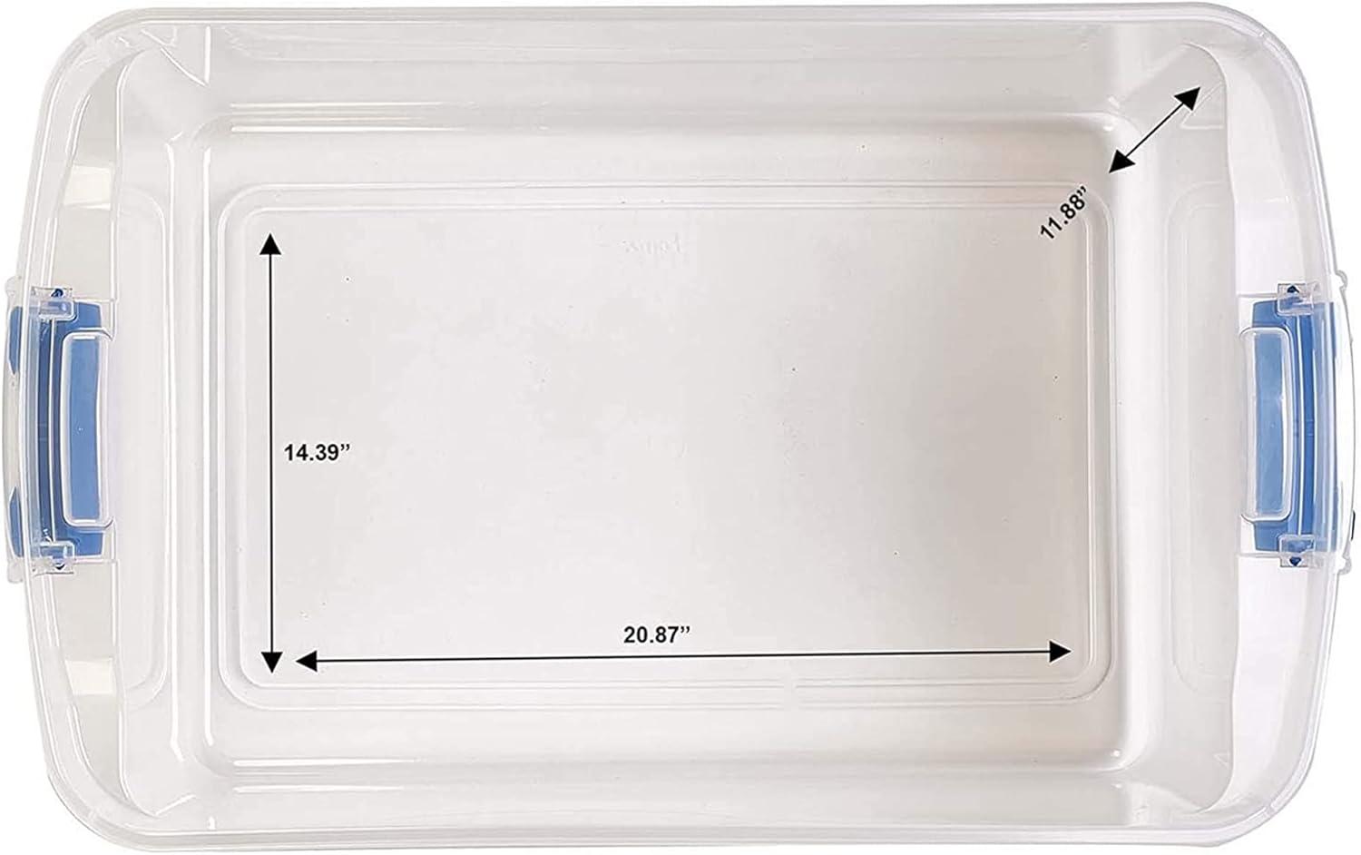imageHOMZ 2Pack Latching Lid Large Clear Plastic Storage Bins with Lids 66 Quart Blue Latch  Stackable Container Boxes for Home Bathroom and Office OrganizationBlue