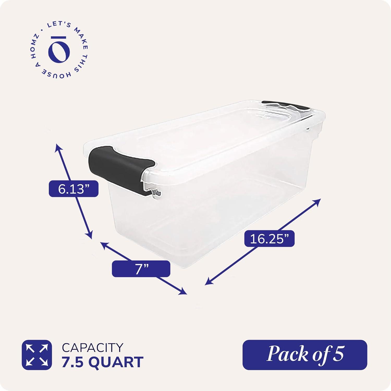 imageHOMZ 2Pack Latching Lid Large Clear Plastic Storage Bins with Lids 66 Quart Blue Latch  Stackable Container Boxes for Home Bathroom and Office OrganizationGray