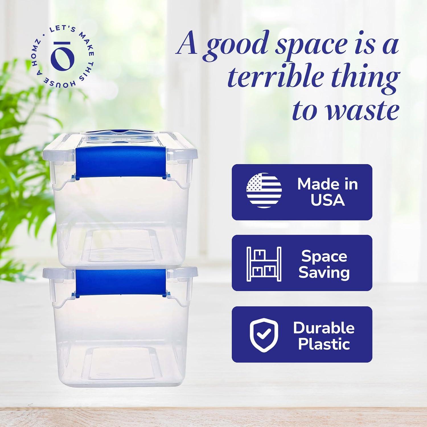 imageHOMZ 2Pack Latching Lid Large Clear Plastic Storage Bins with Lids 66 Quart Blue Latch  Stackable Container Boxes for Home Bathroom and Office OrganizationBlue