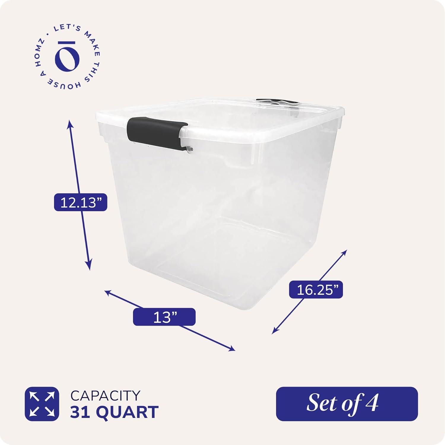 imageHOMZ 2Pack Latching Lid Large Clear Plastic Storage Bins with Lids 66 Quart Blue Latch  Stackable Container Boxes for Home Bathroom and Office OrganizationGray