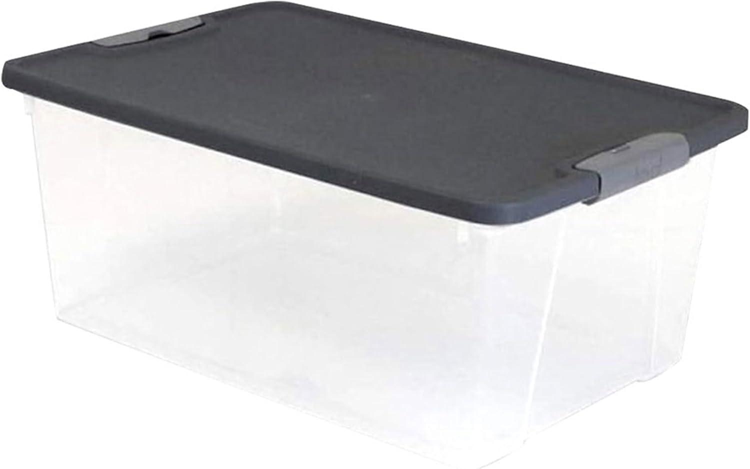 imageHOMZ 2Pack Secure Latch Clear Plastic Storage Organizer Bins 64 Quart Gray Lid  HeavyDuty Container Boxes with Lids for Home Office and GarageGray Lid
