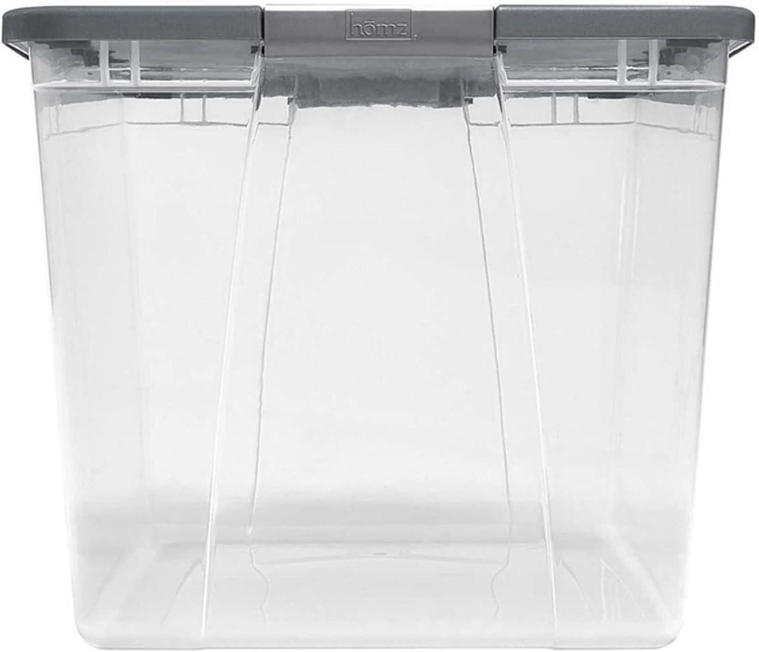 imageHOMZ 2Pack Secure Latch Clear Plastic Storage Organizer Bins 64 Quart Gray Lid  HeavyDuty Container Boxes with Lids for Home Office and GarageGray Lid