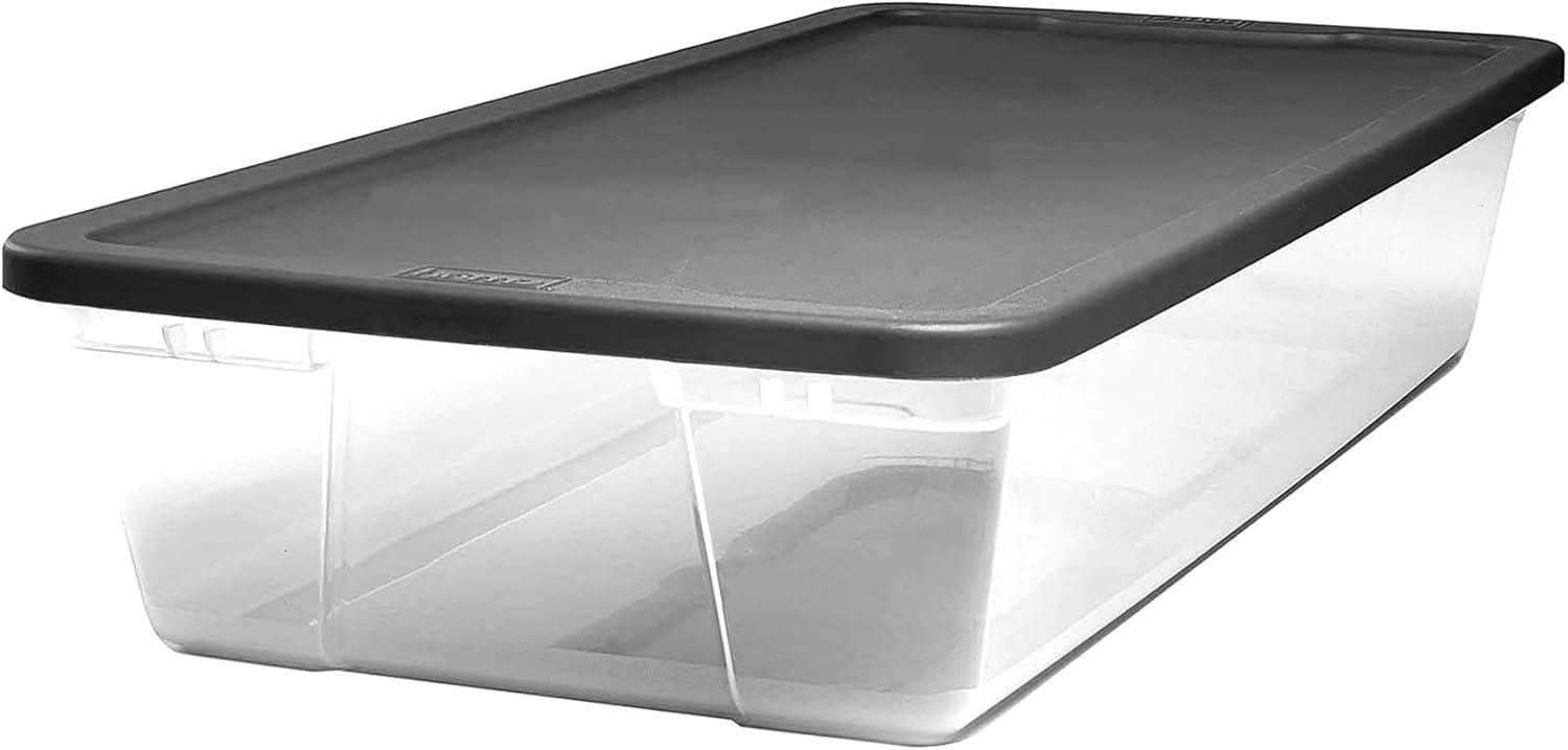 imageHOMZ 2Pack Snaplock Large Clear Plastic Storage Organizer Bins wLids 56 Quart White  Stackable Container Boxes for Bedroom Bathroom Garage and Office OrganizationGray Lid