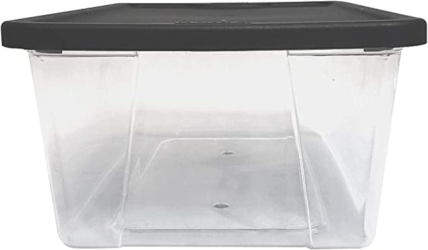 imageHOMZ 2Pack Snaplock Large Clear Plastic Storage Organizer Bins wLids 56 Quart White  Stackable Container Boxes for Bedroom Bathroom Garage and Office OrganizationGray Lid