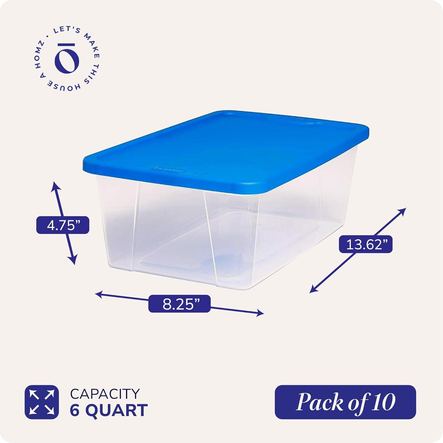 imageHOMZ 2Pack Snaplock Large Clear Plastic Storage Organizer Bins wLids 56 Quart White  Stackable Container Boxes for Bedroom Bathroom Garage and Office OrganizationBlue Lid