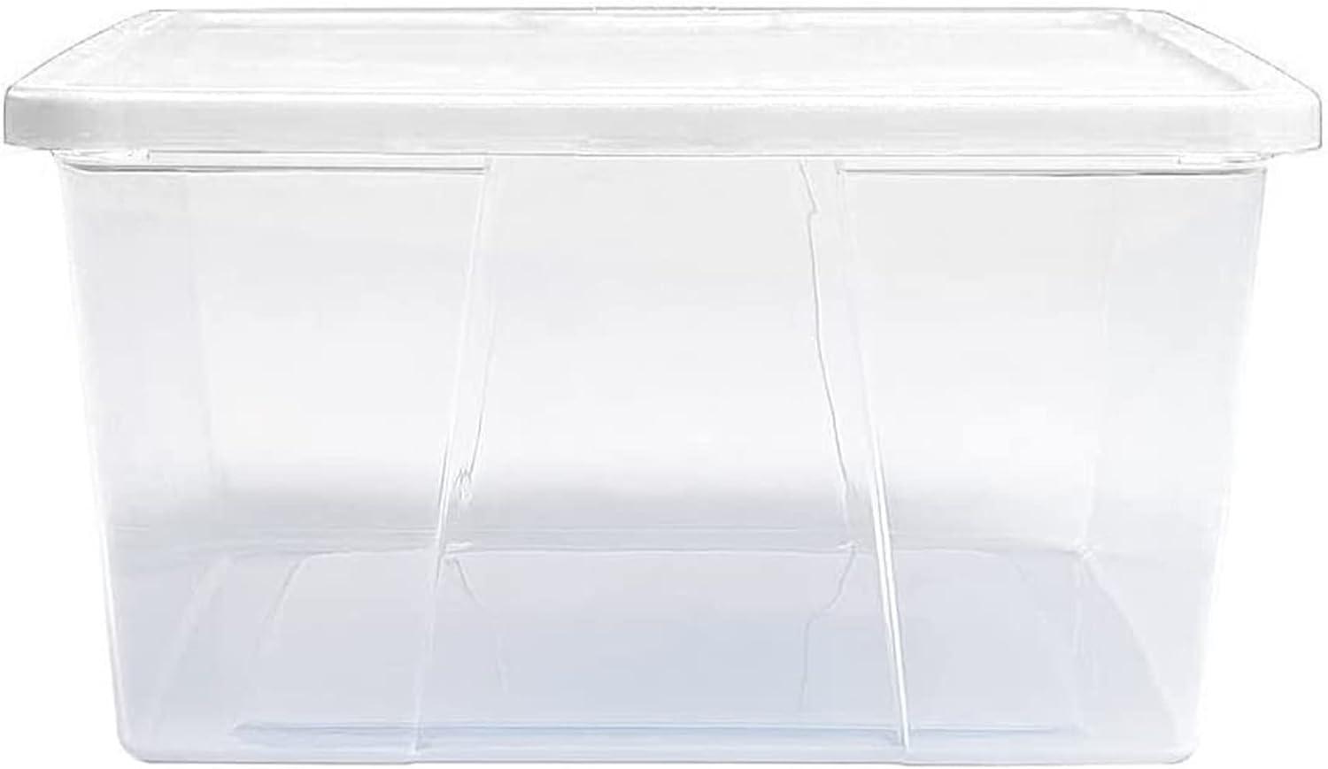 imageHOMZ 2Pack Snaplock Large Clear Plastic Storage Organizer Bins wLids 56 Quart White  Stackable Container Boxes for Bedroom Bathroom Garage and Office OrganizationWhite Lid