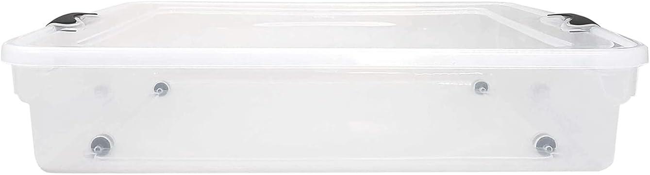imageHOMZ 2Pack Under Bed Storage Clear Plastic Containers with Lids 56 Quart Gray Latch  Stackable Underbed Organizer Bins for Shoes Bags Clothes and TowelsGrey