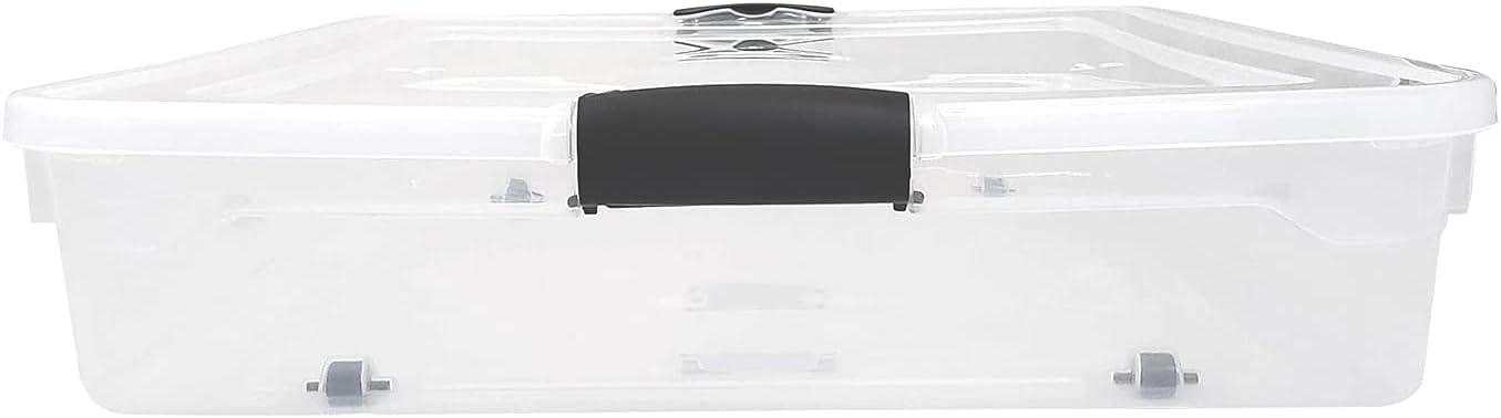 imageHOMZ 2Pack Under Bed Storage Clear Plastic Containers with Lids 56 Quart Gray Latch  Stackable Underbed Organizer Bins for Shoes Bags Clothes and TowelsGrey