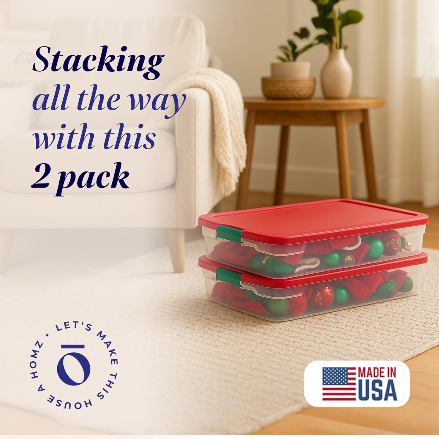 imageHOMZ 2Pack Under Bed Storage Clear Plastic Containers with Lids 56 Quart Gray Latch  Stackable Underbed Organizer Bins for Shoes Bags Clothes and TowelsClear