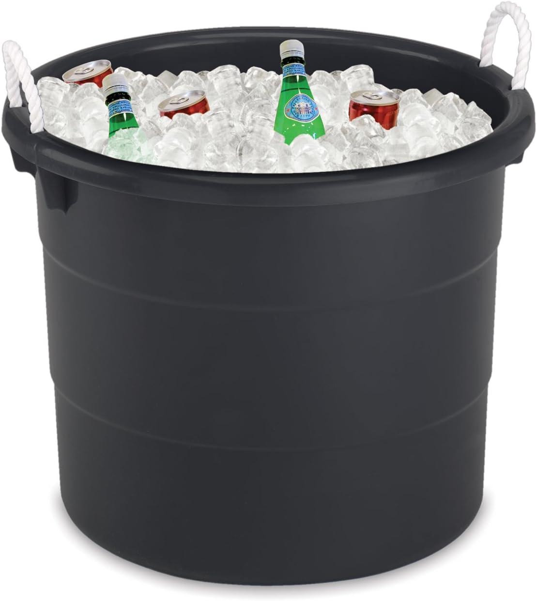 imageHOMZ 2Pack Utility Tub Large Plastic Storage Bucket with Rope Handles 18 Gallon Blue  Portable Indoor and Outdoor Buckets for Kitchen Laundry Garden Bathroom and Garage OrganizationBlack