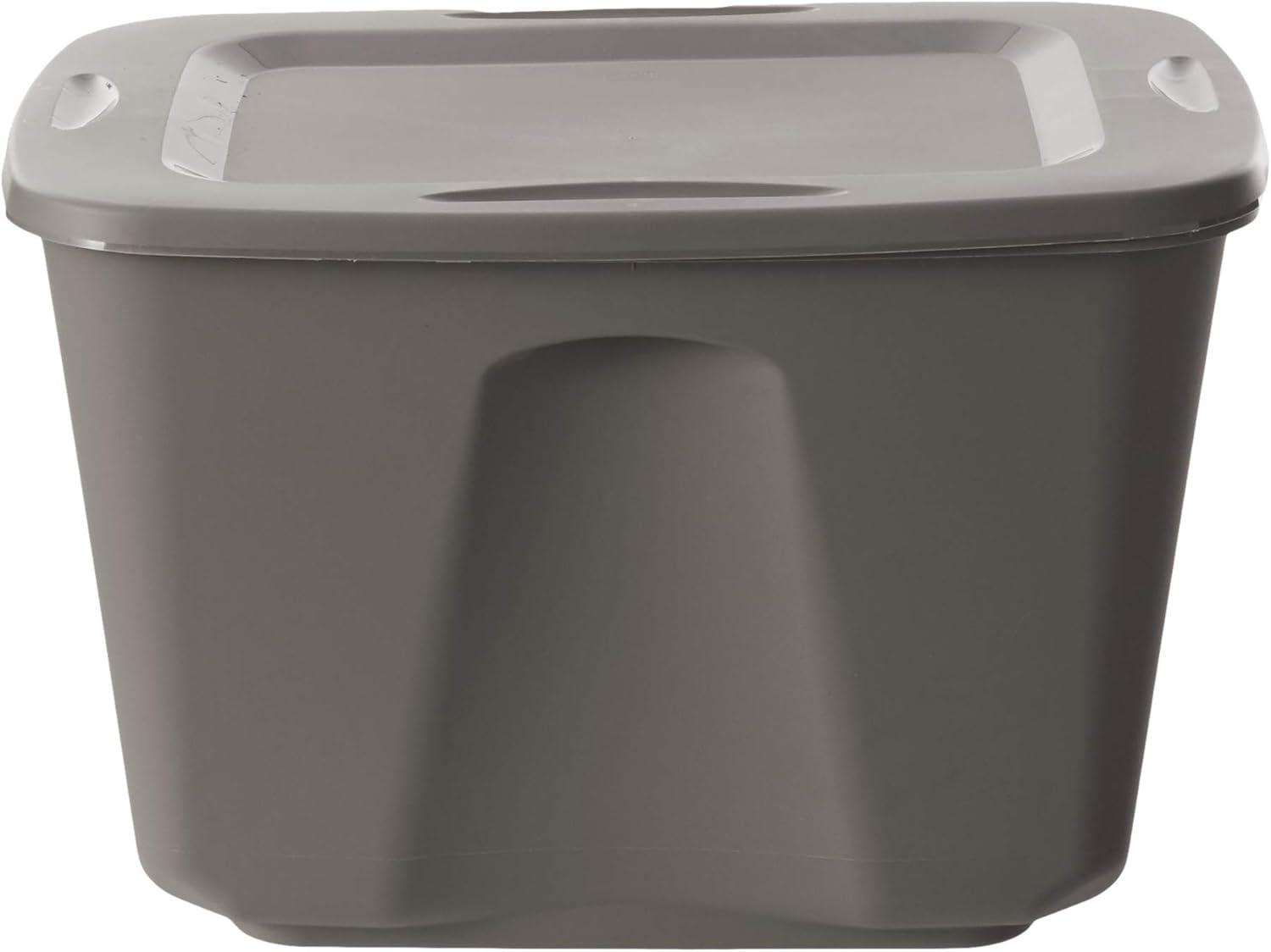 imageHOMZ 4Pack Durable Molded Bin Plastic Storage Containers wLids 10 Gallon Blue  Stackable Organizer Totes and Boxes for Bedroom Kitchen and Garage OrganizationTitanium Silver
