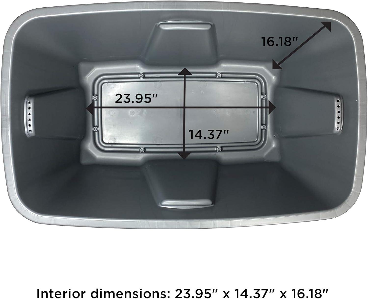imageHOMZ 4Pack Durable Molded Bin Plastic Storage Containers wLids 10 Gallon Blue  Stackable Organizer Totes and Boxes for Bedroom Kitchen and Garage OrganizationTitanium Silver