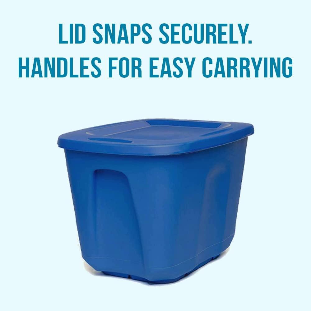 imageHOMZ 4Pack Durable Molded Bin Plastic Storage Containers wLids 10 Gallon Blue  Stackable Organizer Totes and Boxes for Bedroom Kitchen and Garage OrganizationTitanium Silver