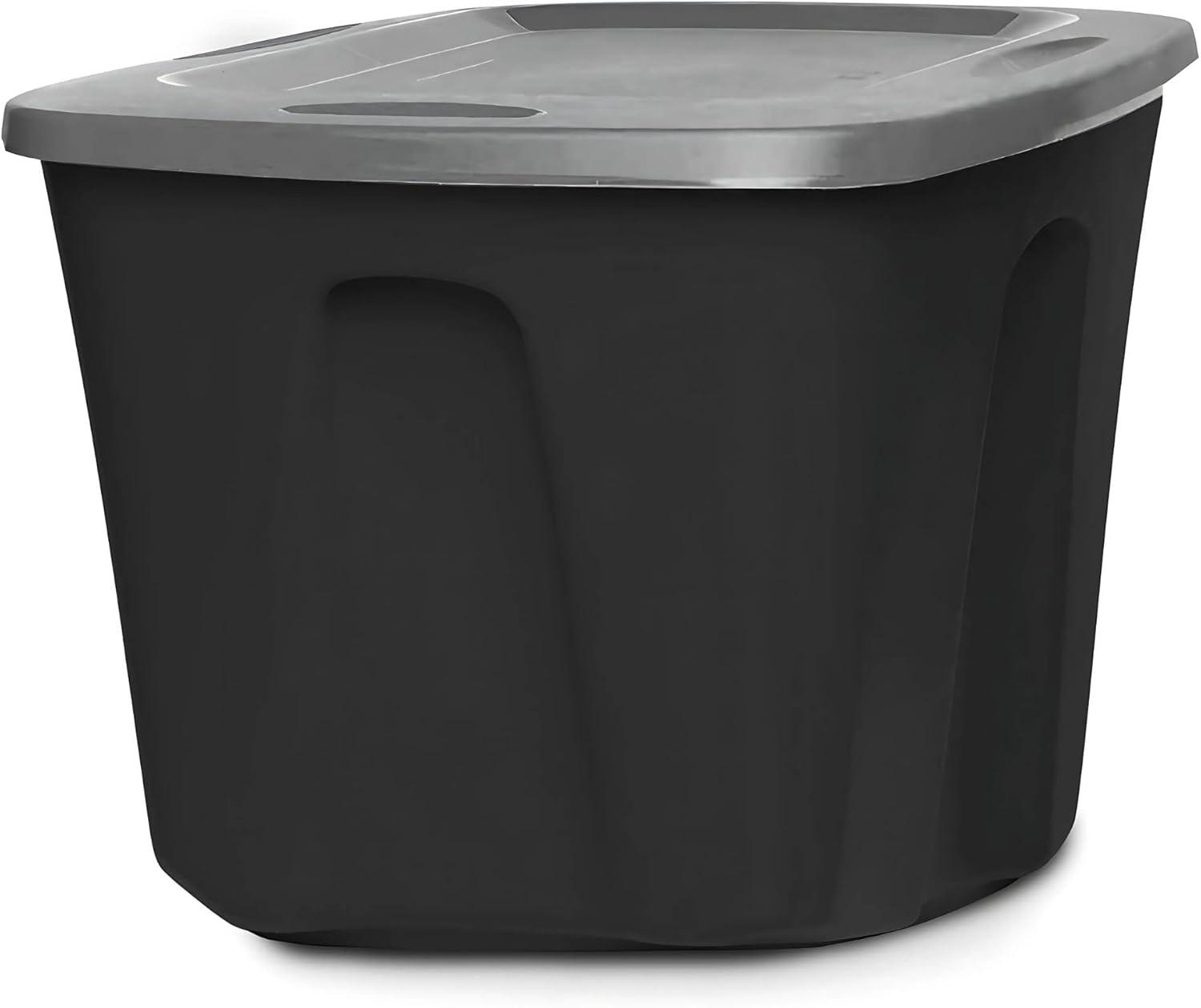 imageHOMZ 4Pack Durable Molded Bin Plastic Storage Containers wLids 10 Gallon Blue  Stackable Organizer Totes and Boxes for Bedroom Kitchen and Garage OrganizationBlack