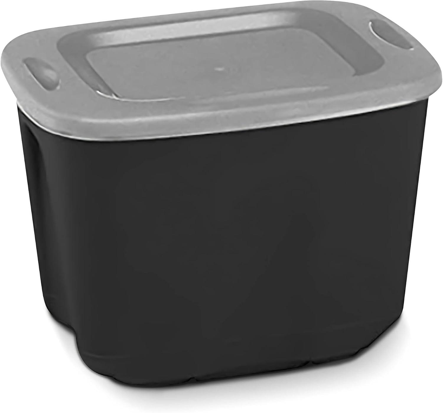 imageHOMZ 4Pack Durable Molded Bin Plastic Storage Containers wLids 10 Gallon Blue  Stackable Organizer Totes and Boxes for Bedroom Kitchen and Garage OrganizationBlack