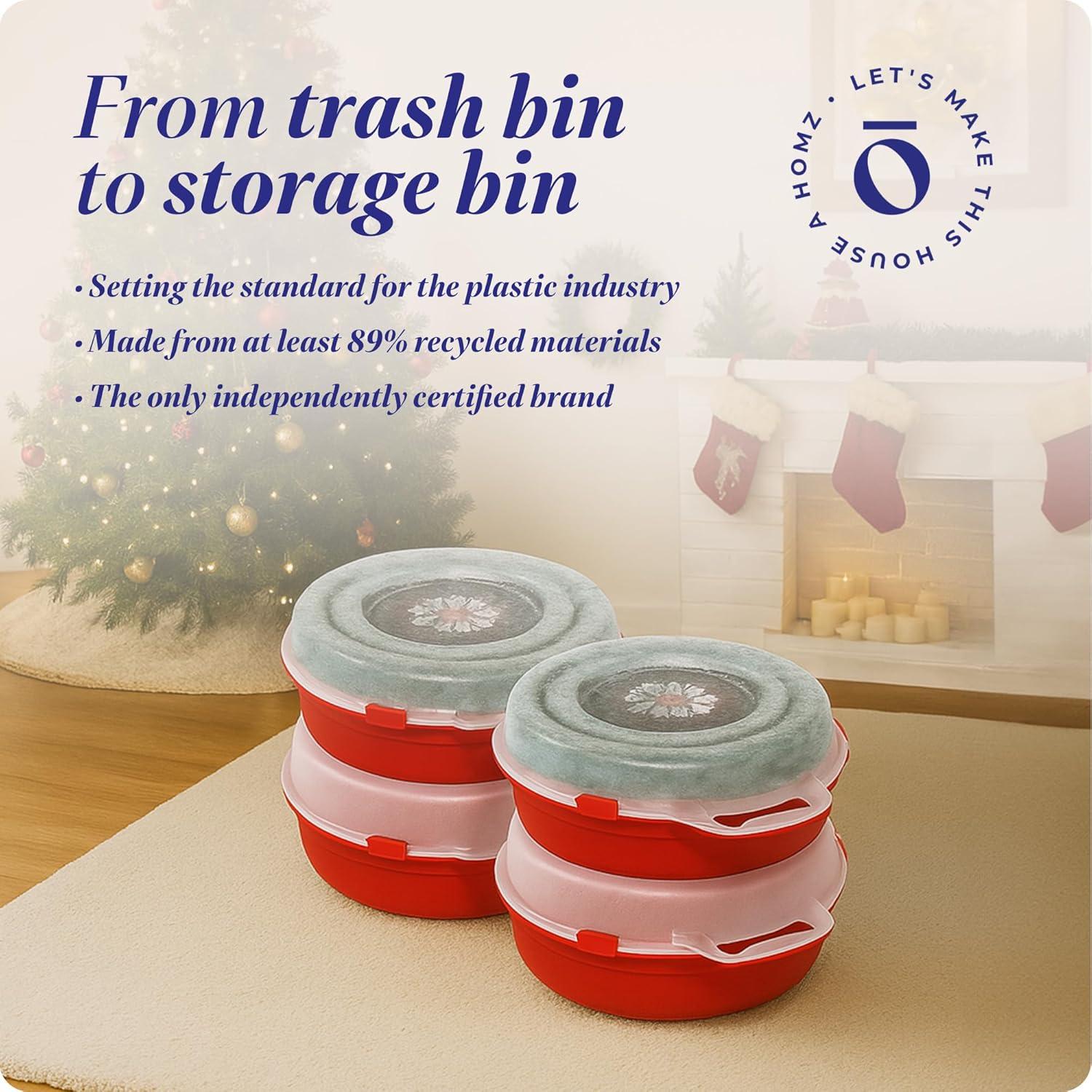 imageHOMZ 6Pack Seasonal Holiday Decorative Wreath Storage Organizer 24 Inch Red ampamp Clear  Stackable Plastic Containers for Christmas Ornament Decorations