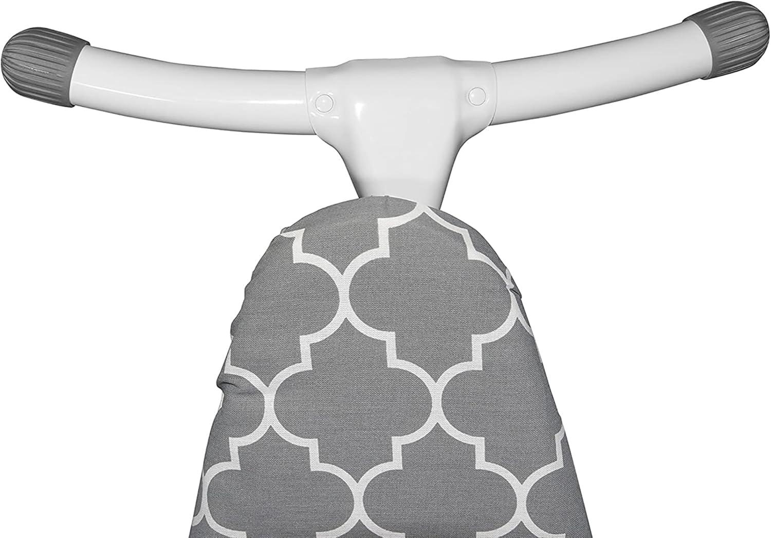 imageHomz TLeg Clothes Ironing Board Portable Compact Foldable Standard Size Adjustable Height with Foam Pad ampamp Cotton Cover Charcoal GrayGray Lattice