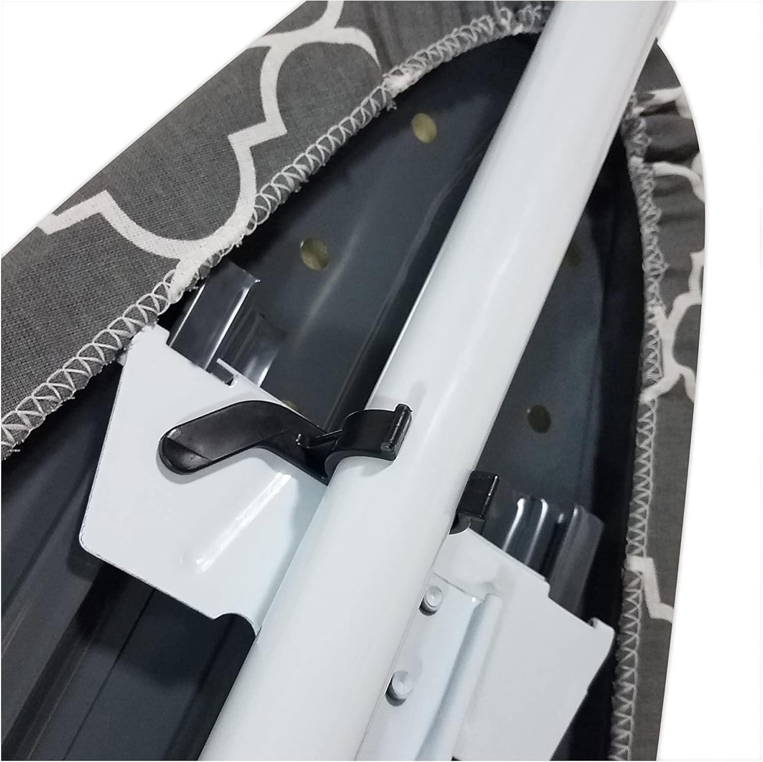 imageHomz TLeg Clothes Ironing Board Portable Compact Foldable Standard Size Adjustable Height with Foam Pad ampamp Cotton Cover Charcoal GrayGray Lattice