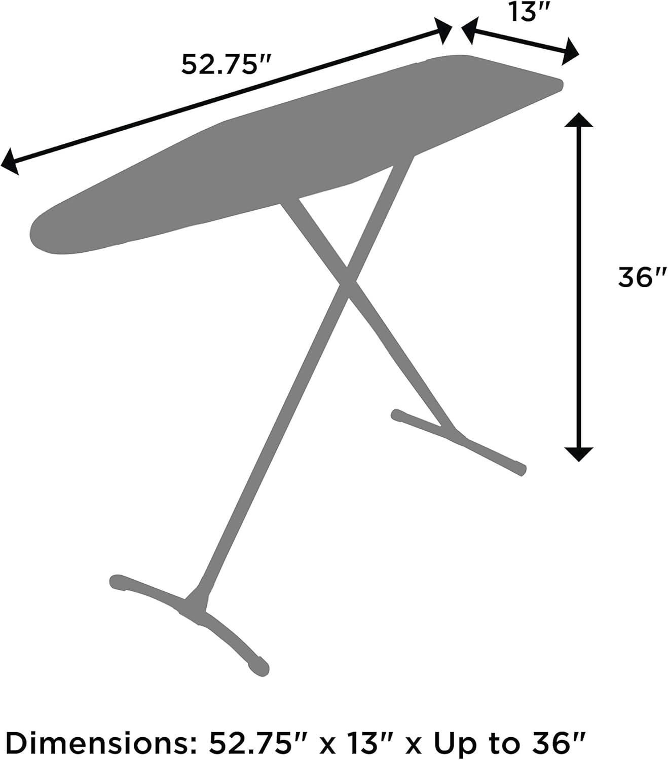 imageHomz TLeg Clothes Ironing Board Portable Compact Foldable Standard Size Adjustable Height with Foam Pad ampamp Cotton Cover Charcoal GrayGray Marble