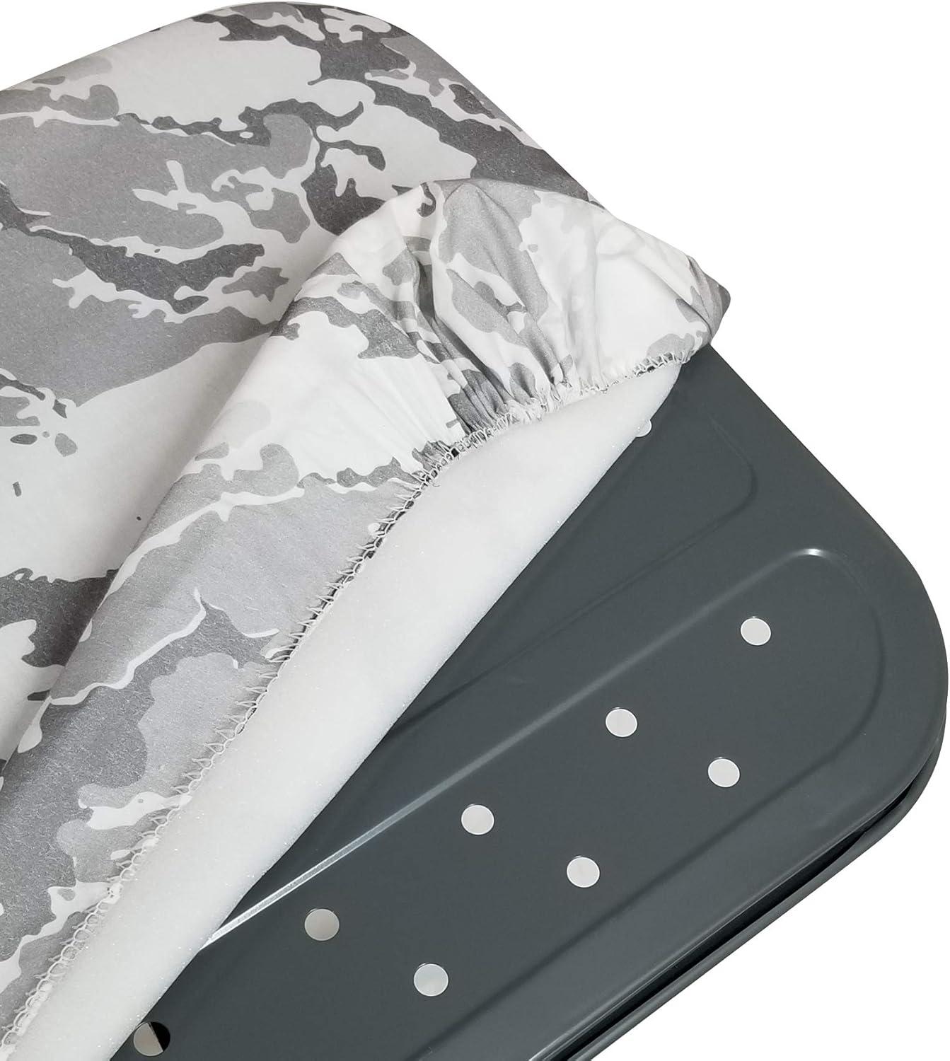 imageHomz TLeg Clothes Ironing Board Portable Compact Foldable Standard Size Adjustable Height with Foam Pad ampamp Cotton Cover Charcoal GrayGray Marble