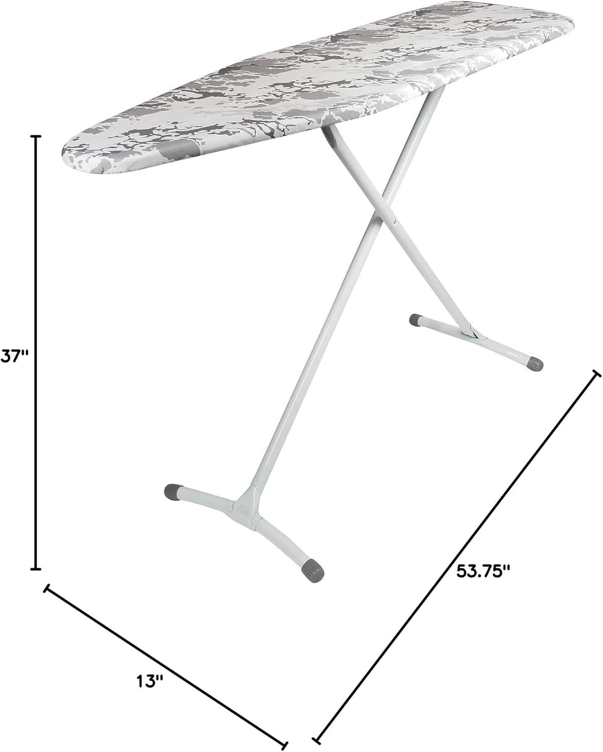 imageHomz TLeg Clothes Ironing Board Portable Compact Foldable Standard Size Adjustable Height with Foam Pad ampamp Cotton Cover Charcoal GrayGray Marble