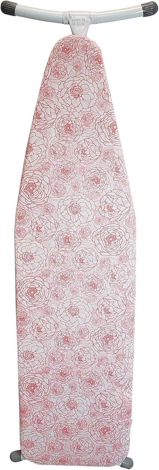 imageHomz TLeg Clothes Ironing Board Portable Compact Foldable Standard Size Adjustable Height with Foam Pad ampamp Cotton Cover Charcoal GrayPink Peony