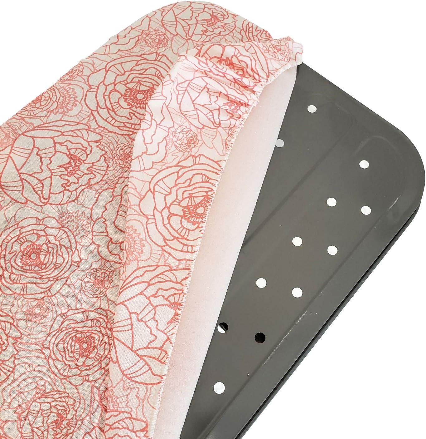 imageHomz TLeg Clothes Ironing Board Portable Compact Foldable Standard Size Adjustable Height with Foam Pad ampamp Cotton Cover Charcoal GrayPink Peony
