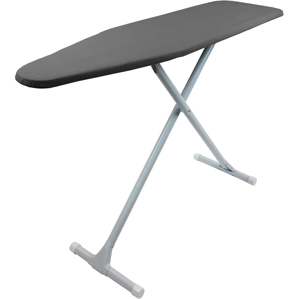 imageHomz TLeg Clothes Ironing Board Portable Compact Foldable Standard Size Adjustable Height with Foam Pad ampamp Cotton Cover Charcoal GrayGray