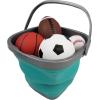 imageHOMZ 2211048DC12 Store N StowTM 10 Liter Square Bucket with Handle Grey and Teal Collapsible StorageSet of 1
