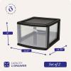 imageHOMZ 2Pack 1Drawer Storage Cart Clear Plastic Container 15quot Wide Body Black Frame  Organizing Drawer Containers for Home Bathroom Bedroom Office and ClassroomBlack frame with clear drawers
