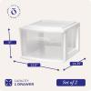 imageHOMZ 2Pack 1Drawer Storage Cart Clear Plastic Container 15quot Wide Body Black Frame  Organizing Drawer Containers for Home Bathroom Bedroom Office and ClassroomWhite frame with clear drawers