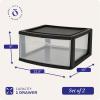 imageHOMZ 2Pack 1Drawer Storage Cart Clear Plastic Container 15quot Wide Body Black Frame  Organizing Drawer Containers for Home Bathroom Bedroom Office and ClassroomBlack frame with clear drawers
