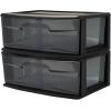 imageHOMZ 2Pack 1Drawer Storage Cart Clear Plastic Container 15quot Wide Body Black Frame  Organizing Drawer Containers for Home Bathroom Bedroom Office and ClassroomBlack frame with smoke tint drawers