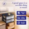 imageHOMZ 2Pack 2Drawer Storage Cart Plastic Drawers with Smoke Tint 15quot Wide Body Black Frame  Organizing Drawer Containers for Home Bathroom Bedroom Office and ClassroomBlack frame with clear drawers