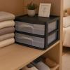 imageHOMZ 2Pack 2Drawer Storage Cart Plastic Drawers with Smoke Tint 15quot Wide Body Black Frame  Organizing Drawer Containers for Home Bathroom Bedroom Office and ClassroomBlack frame with clear drawers