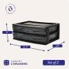 imageHOMZ 2Pack 2Drawer Storage Cart Plastic Drawers with Smoke Tint 15quot Wide Body Black Frame  Organizing Drawer Containers for Home Bathroom Bedroom Office and ClassroomBlack frame with smoke tint drawers
