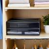 imageHOMZ 2Pack 2Drawer Storage Cart Plastic Drawers with Smoke Tint 15quot Wide Body Black Frame  Organizing Drawer Containers for Home Bathroom Bedroom Office and ClassroomBlack frame with smoke tint drawers