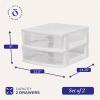imageHOMZ 2Pack 2Drawer Storage Cart Plastic Drawers with Smoke Tint 15quot Wide Body Black Frame  Organizing Drawer Containers for Home Bathroom Bedroom Office and ClassroomWhite frame with clear drawers