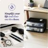 imageHOMZ 2Pack 2Drawer Storage Cart Plastic Drawers with Smoke Tint 15quot Wide Body Black Frame  Organizing Drawer Containers for Home Bathroom Bedroom Office and ClassroomBlack frame with clear drawers