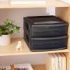 imageHOMZ 2Pack 2Drawer Storage Cart Plastic Drawers with Smoke Tint 15quot Wide Body Black Frame  Organizing Drawer Containers for Home Bathroom Bedroom Office and ClassroomBlack frame with smoke tint drawers