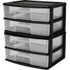 imageHOMZ 2Pack 2Drawer Storage Cart Plastic Drawers with Smoke Tint 15quot Wide Body Black Frame  Organizing Drawer Containers for Home Bathroom Bedroom Office and ClassroomBlack frame with clear drawers