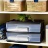imageHOMZ 2Pack 2Drawer Storage Cart Plastic Drawers with Smoke Tint 15quot Wide Body Black Frame  Organizing Drawer Containers for Home Bathroom Bedroom Office and ClassroomBlack frame with clear drawers