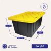 imageHOMZ 2Pack Durabilt Heavy Duty Plastic Storage Bins with Lids 27 Gallon GreenRed  Stackable Container Boxes for Holiday Attic and Garage OrganizationBlack BaseYellow Lid