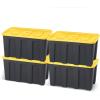 imageHOMZ 2Pack Durabilt Heavy Duty Plastic Storage Bins with Lids 27 Gallon GreenRed  Stackable Container Boxes for Holiday Attic and Garage OrganizationBlack BaseYellow Lid