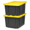 imageHOMZ 2Pack Durabilt Heavy Duty Plastic Storage Bins with Lids 27 Gallon GreenRed  Stackable Container Boxes for Holiday Attic and Garage OrganizationBlack BaseYellow Lid